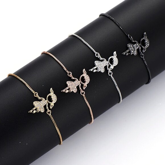 Bracelet for Dancer Mom Silver Thin Adjustable Cubic Zirconia - Picture 5 of 5